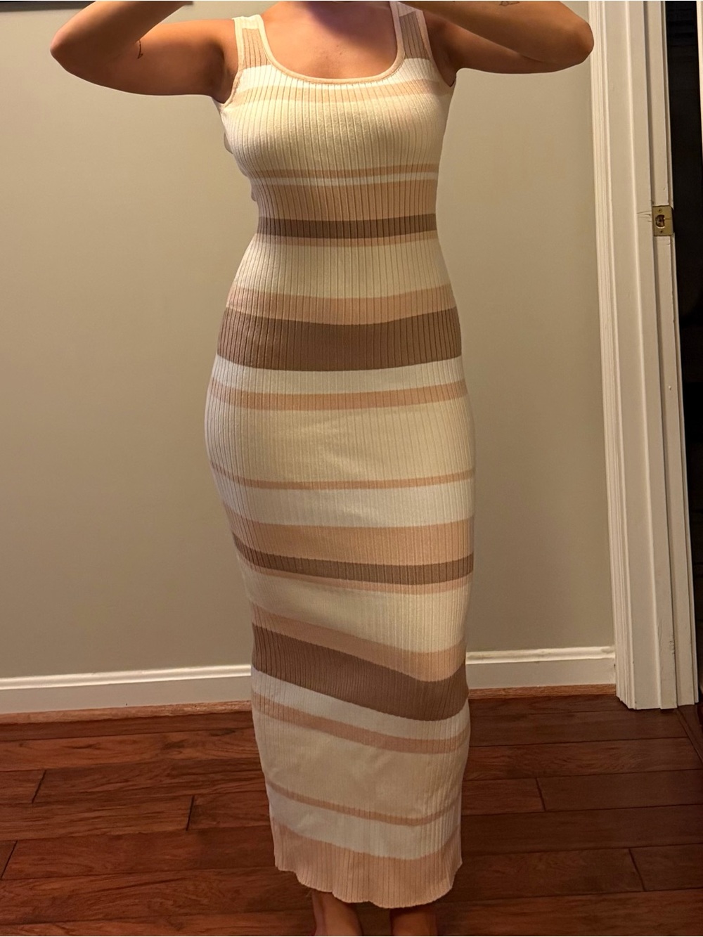 Peppermayo Ribbed Striped Bodycon Maxi Dress